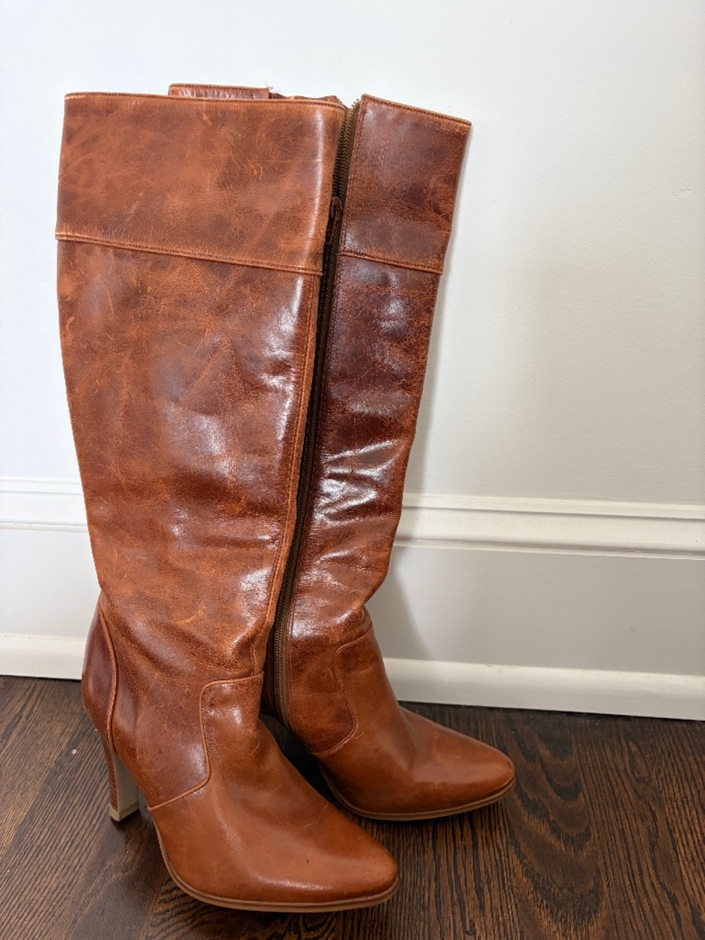 JAIDA-28 Cognac Brown Tall Boots Size 39 – Made in Brazil
